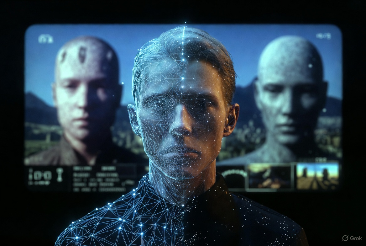 Cinematic AI-generated image of two action stars fighting in a rain-soaked neon alley, with digital pixels and data glitches representing ByteDance Seedance 2.0 video technology.